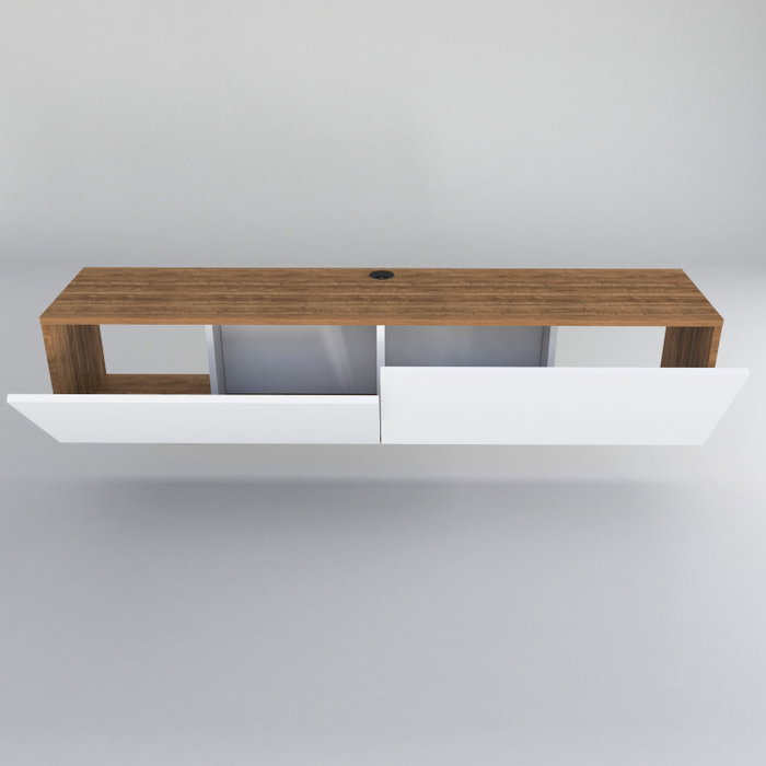 Hanah Home Poling Soporte de TV Blanco y Nogal